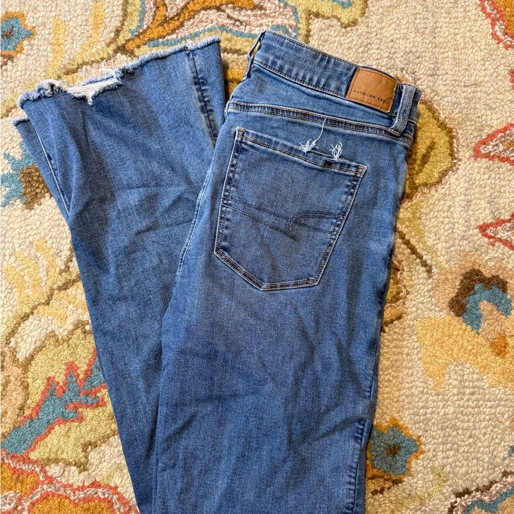 American Eagle Outfitters Women's Ripped Blue Skinny Jeans